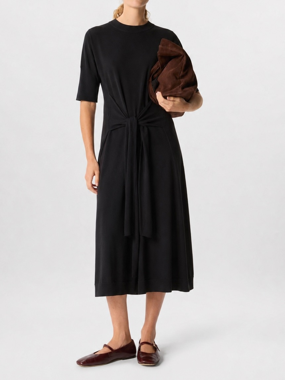 EUC Whistles Tied Cotton Midi Dress in Black size US 8